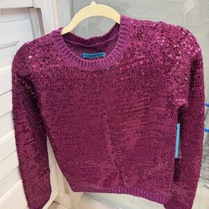 Alice + Olivia Sparkling Magenta Sequin Top